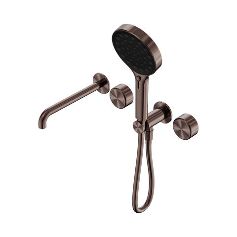 Nero Serenity Progressive Shower System 220mm Spout Serenity Shower Trim Kit Only Metal Handle Brushed Bronze 24E090BZ