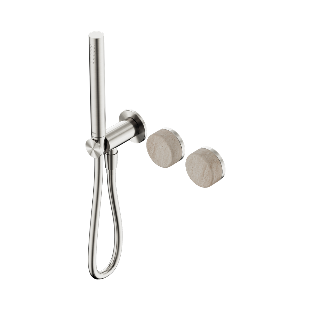 Nero Serenity Progressive Shower System Slim Shower Trim Kit Only Rome Travertine Handle Brushed Nickel 24E093BN