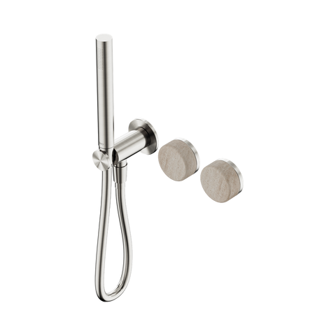 Nero Serenity Progressive Shower System Slim Shower Trim Kit Only Rome Travertine Handle Brushed Nickel 24E093BN
