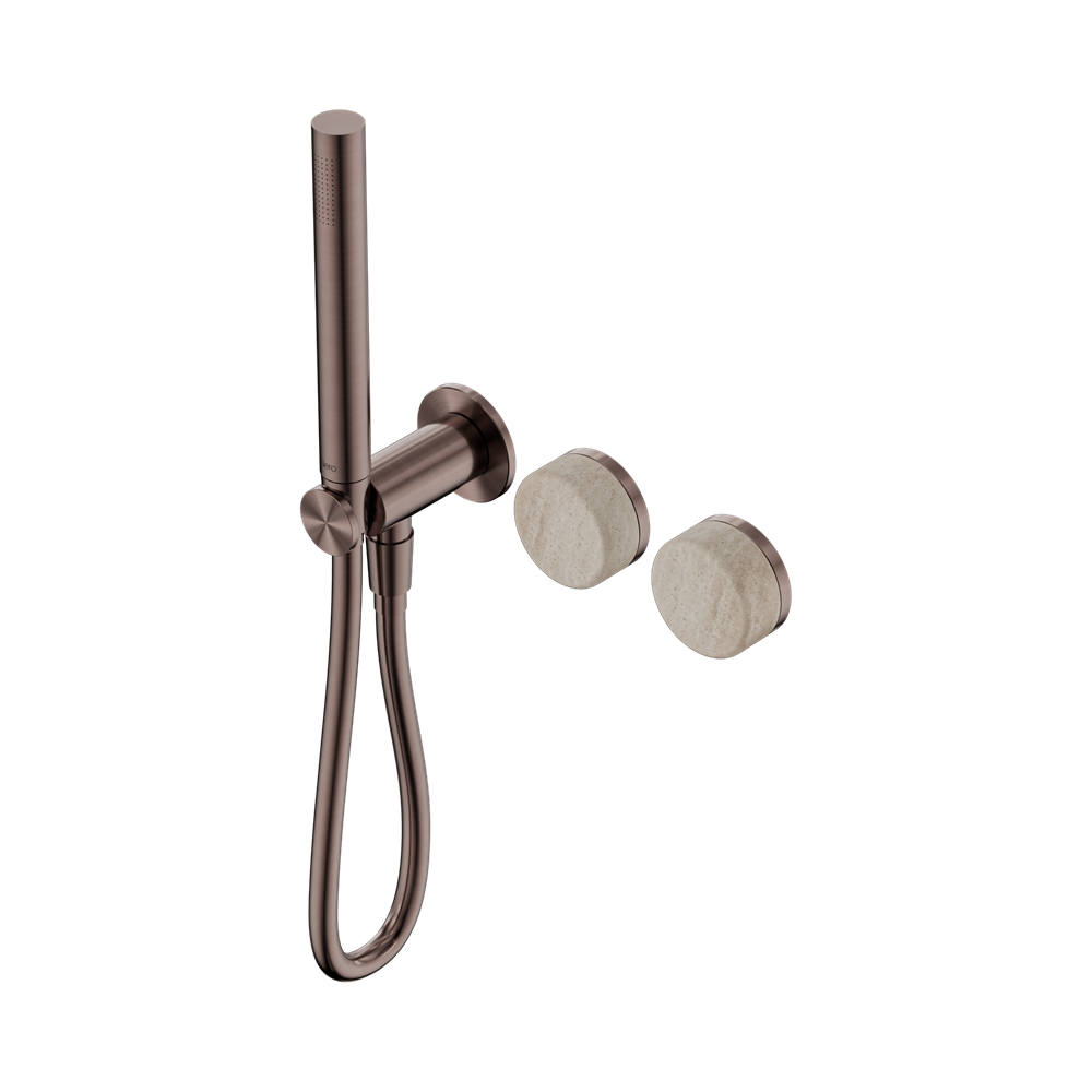 Nero Serenity Progressive Shower System Slim Shower Trim Kit Only Rome Travertine Handle Brushed Bronze 24E093BZ
