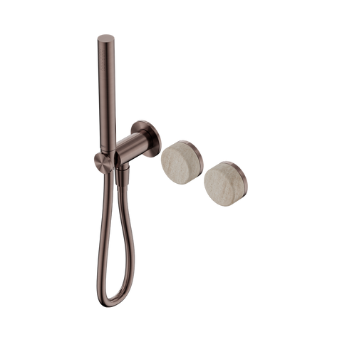 Nero Serenity Progressive Shower System Slim Shower Trim Kit Only Rome Travertine Handle Brushed Bronze 24E093BZ