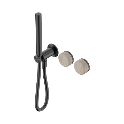 Nero Serenity Progressive Shower System Slim Shower Trim Kit Only Rome Travertine Handle Gunmetal 24E093GM