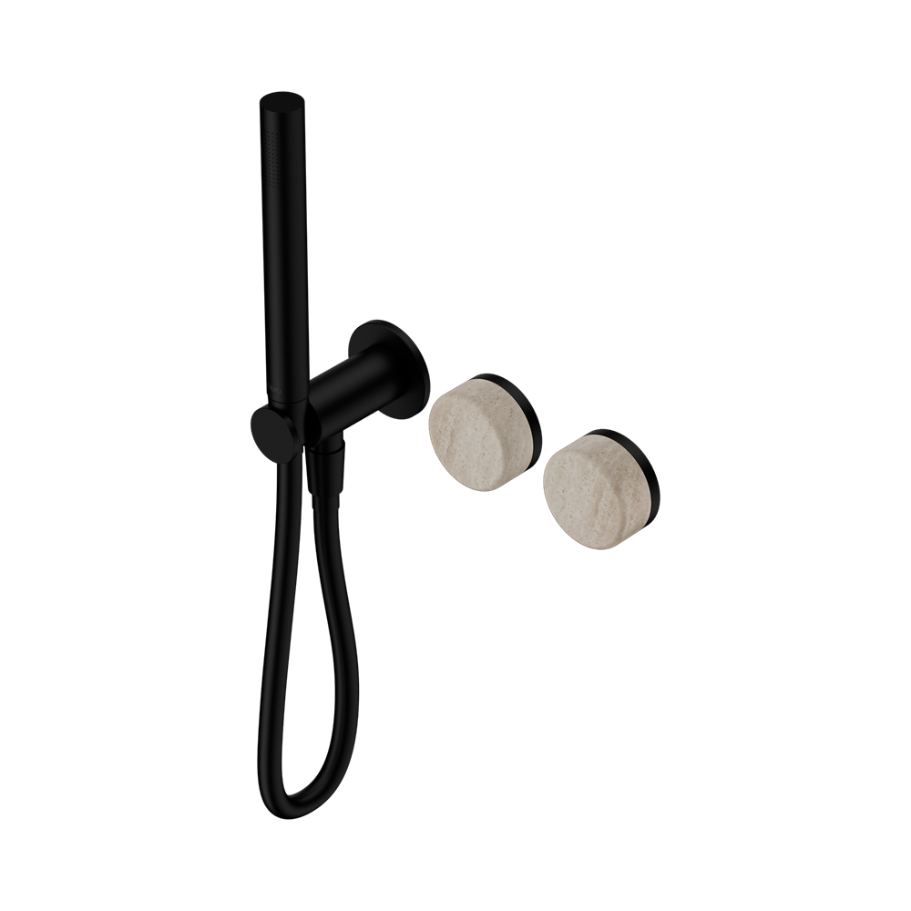 Nero Serenity Progressive Shower System Slim Shower Trim Kit Only Rome Travertine Handle Matte Black 24E093MB