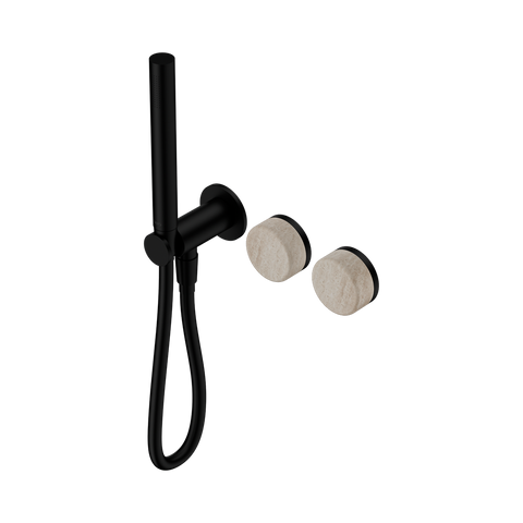 Nero Serenity Progressive Shower System Slim Shower Trim Kit Only Rome Travertine Handle Matte Black 24E093MB