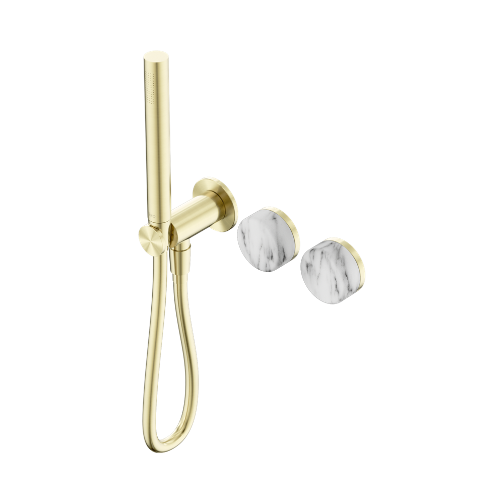 Nero Serenity Progressive Shower System Slim Shower Trim Kit Only Arabescato Corchia Handle Brushed Gold 24E094BG