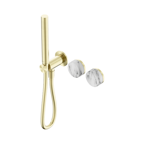 Nero Serenity Progressive Shower System Slim Shower Trim Kit Only Arabescato Corchia Handle Brushed Gold 24E094BG