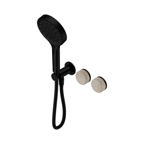 Nero Serenity Progressive Shower System Serenity Shower Trim Kit Only Rome Travertine Handle Matte Black 24E099MB
