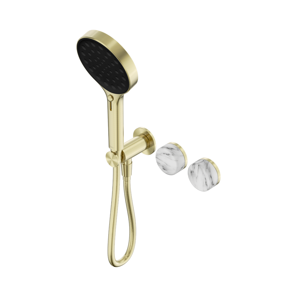 Nero Serenity Progressive Shower System Serenity Shower Trim Kit Only Arabescato Corchia Handle Brushed Gold 24E100BG