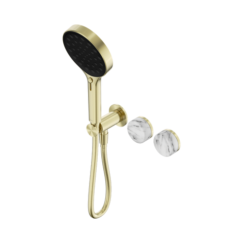 Nero Serenity Progressive Shower System Serenity Shower Trim Kit Only Arabescato Corchia Handle Brushed Gold 24E100BG