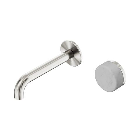 Nero Serenity Progressive Wall Basin Mixer Set 160mm Spout Trim Kit Only Carrara Handle Brushed Nickel 24E103BN