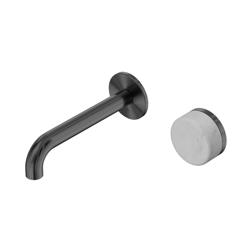 Nero Serenity Progressive Wall Basin Mixer Set 160mm Spout Trim Kit Only Carrara Handle Gunmetal 24E103GM