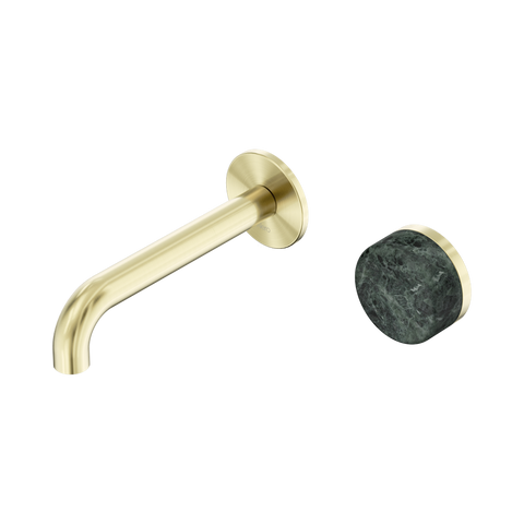 Nero Serenity Progressive Wall Basin Mixer Set 160mm Spout Trim Kit Only Verde Alpi Handle Brushed Gold 24E104BG