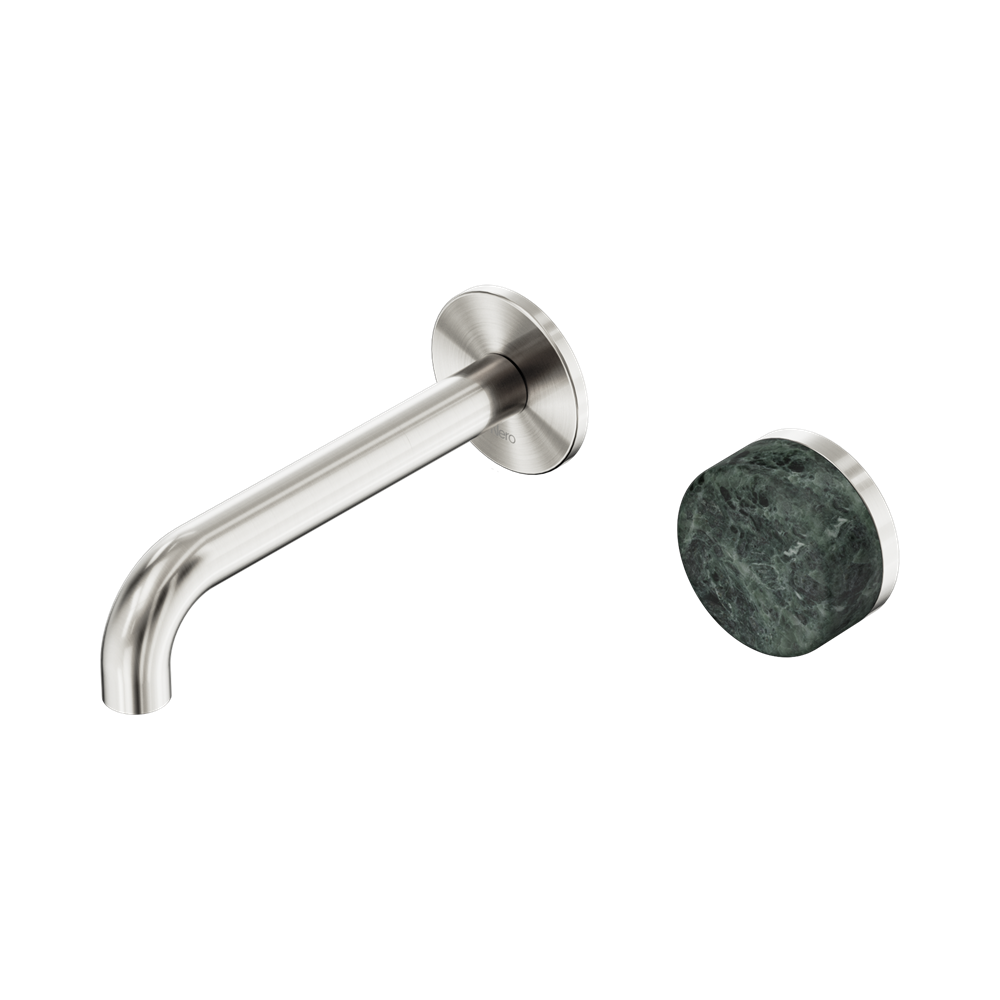 Nero Serenity Progressive Wall Basin Mixer Set 160mm Spout Trim Kit Only Verde Alpi Handle Brushed Nickel 24E104BN