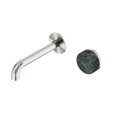 Nero Serenity Progressive Wall Basin Mixer Set 160mm Spout Trim Kit Only Verde Alpi Handle Brushed Nickel 24E104BN