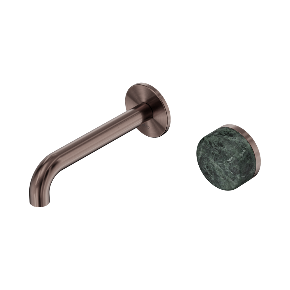 Nero Serenity Progressive Wall Basin Mixer Set 160mm Spout Trim Kit Only Verde Alpi Handle Brushed Bronze 24E104BZ