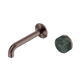 Nero Serenity Progressive Wall Basin Mixer Set 160mm Spout Trim Kit Only Verde Alpi Handle Brushed Bronze 24E104BZ