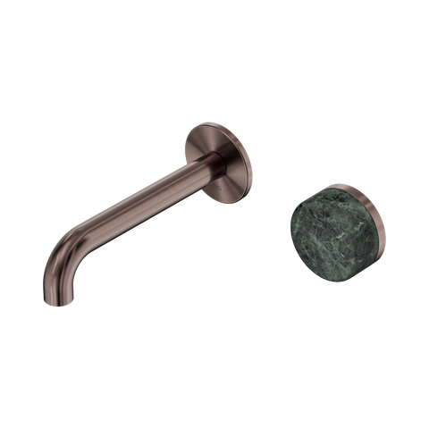 Nero Serenity Progressive Wall Basin Mixer Set 160mm Spout Trim Kit Only Verde Alpi Handle Brushed Bronze 24E104BZ