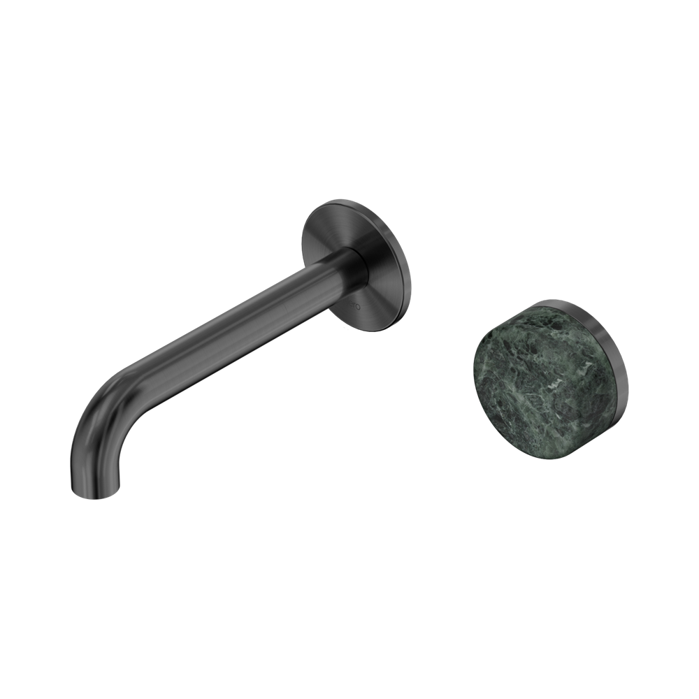 Nero Serenity Progressive Wall Basin Mixer Set 160mm Spout Trim Kit Only Verde Alpi Handle Gunmetal 24E104GM