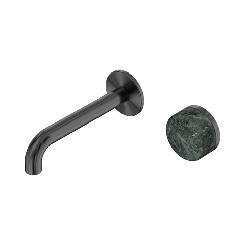 Nero Serenity Progressive Wall Basin Mixer Set 160mm Spout Trim Kit Only Verde Alpi Handle Gunmetal 24E104GM