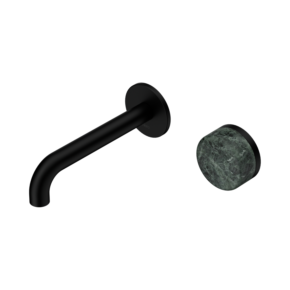 Nero Serenity Progressive Wall Basin Mixer Set 160mm Spout Trim Kit Only Verde Alpi Handle Matte Black 24E104MB
