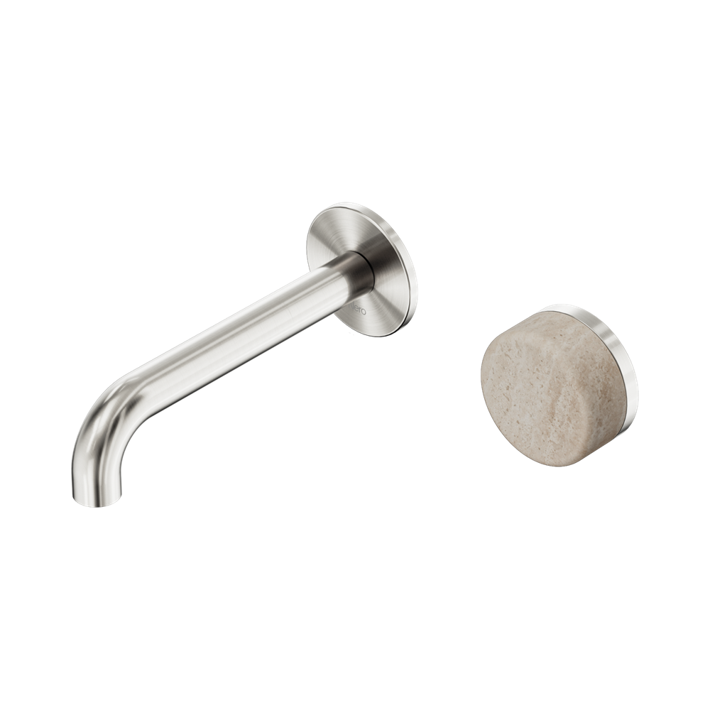 Nero Serenity Progressive Wall Basin Mixer Set 160mm Spout Trim Kit Only Rome Travertine Handle Brushed Nickel 24E105BN