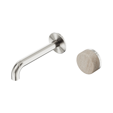 Nero Serenity Progressive Wall Basin Mixer Set 160mm Spout Trim Kit Only Rome Travertine Handle Brushed Nickel 24E105BN