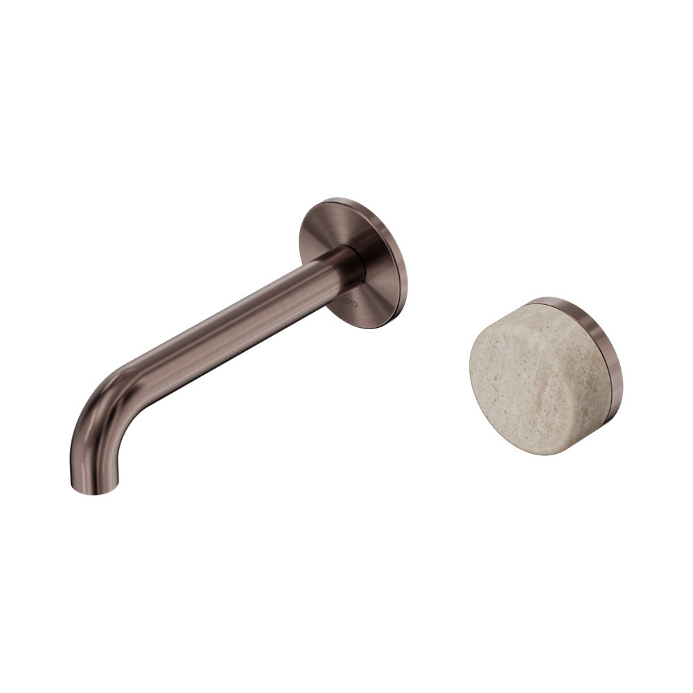 Nero Serenity Progressive Wall Basin Mixer Set 160mm Spout Trim Kit Only Rome Travertine Handle Brushed Bronze 24E105BZ