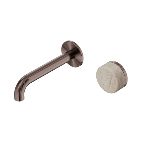 Nero Serenity Progressive Wall Basin Mixer Set 160mm Spout Trim Kit Only Rome Travertine Handle Brushed Bronze 24E105BZ