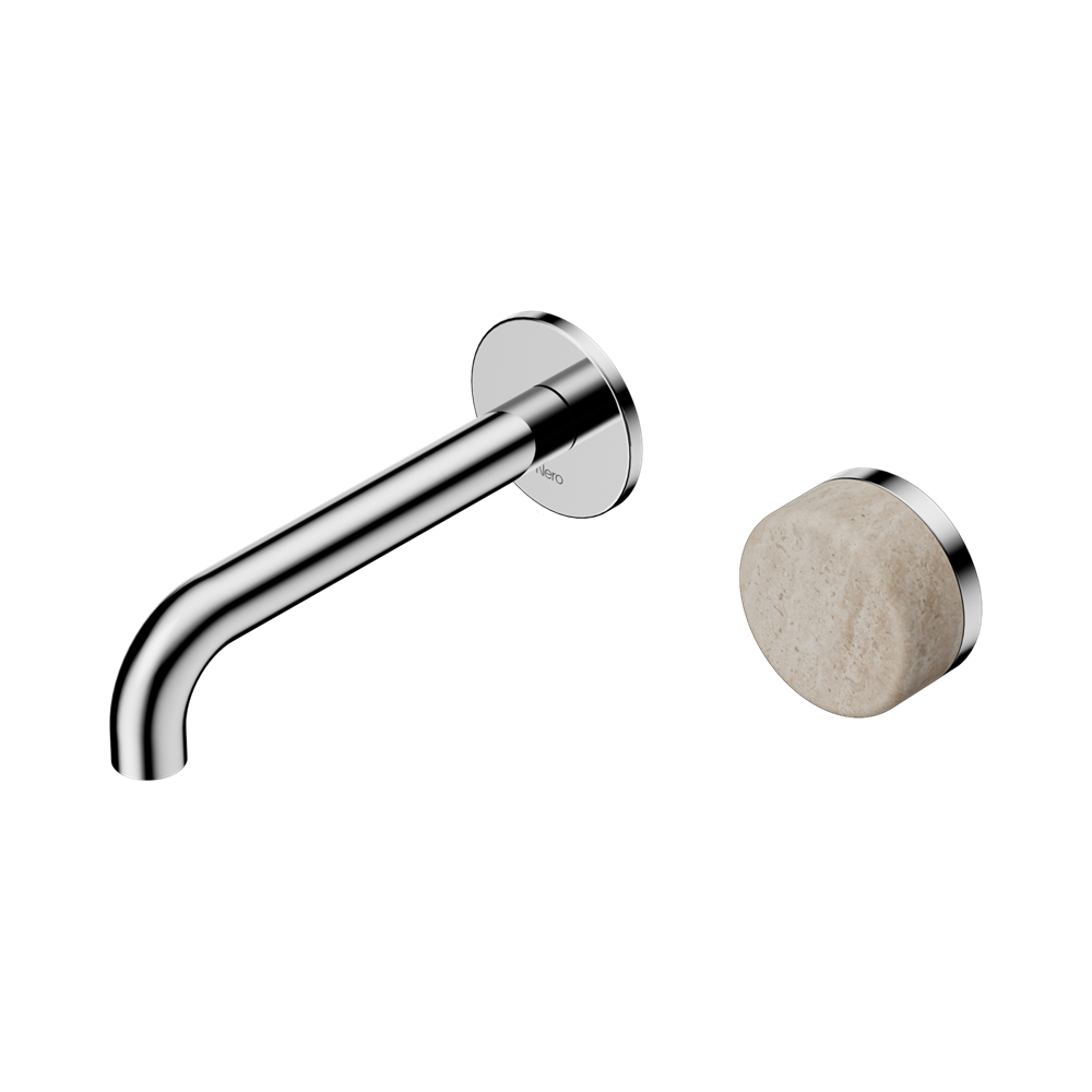 Nero Serenity Progressive Wall Basin Mixer Set 160mm Spout Trim Kit Only Rome Travertine Handle Chrome 24E105CH