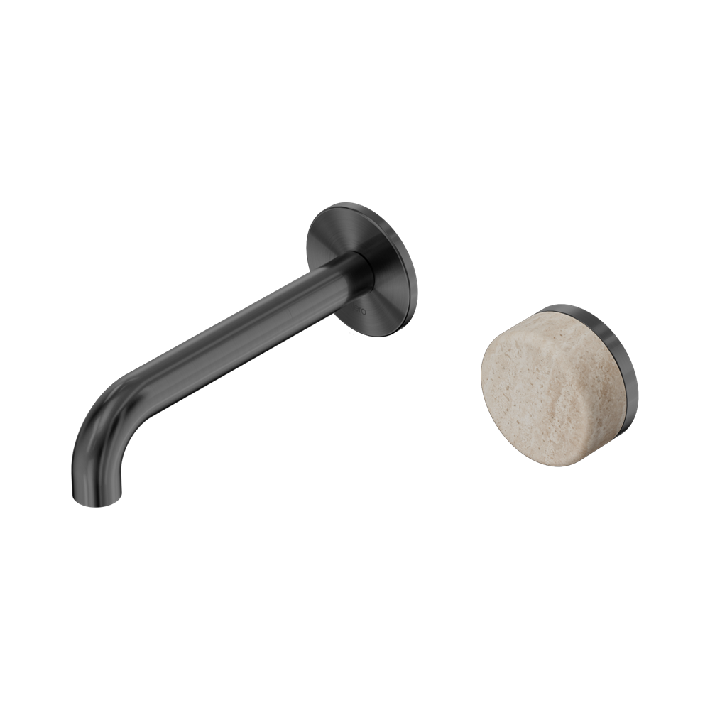 Nero Serenity Progressive Wall Basin Mixer Set 160mm Spout Trim Kit Only Rome Travertine Handle Gunmetal 24E105GM