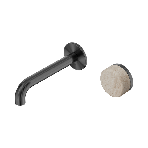Nero Serenity Progressive Wall Basin Mixer Set 160mm Spout Trim Kit Only Rome Travertine Handle Gunmetal 24E105GM