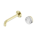 Nero Serenity Progressive Wall Basin Mixer Set 160mm Spout Trim Kit Only Arabescato Corchia Handle Brushed Gold 24E106BG