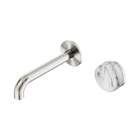 Nero Serenity Progressive Wall Basin Mixer Set 160mm Spout Trim Kit Only Arabescato Corchia Handle Brushed Nickel 24E106BN