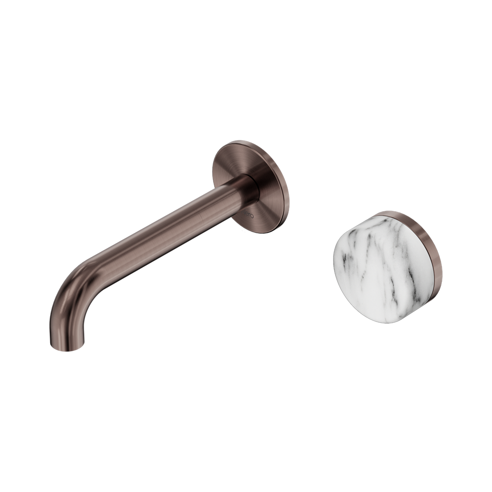 Nero Serenity Progressive Wall Basin Mixer Set 160mm Spout Trim Kit Only Arabescato Corchia Handle Brushed Bronze 24E106BZ