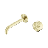 Nero Serenity Progressive Wall Basin Mixer Set 160mm Spout Trim Kit Only Metal Handle Brushed Gold 24E108BG