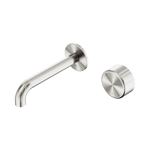 Nero Serenity Progressive Wall Basin Mixer Set 160mm Spout Trim Kit Only Metal Handle Brushed Nickel 24E108BN