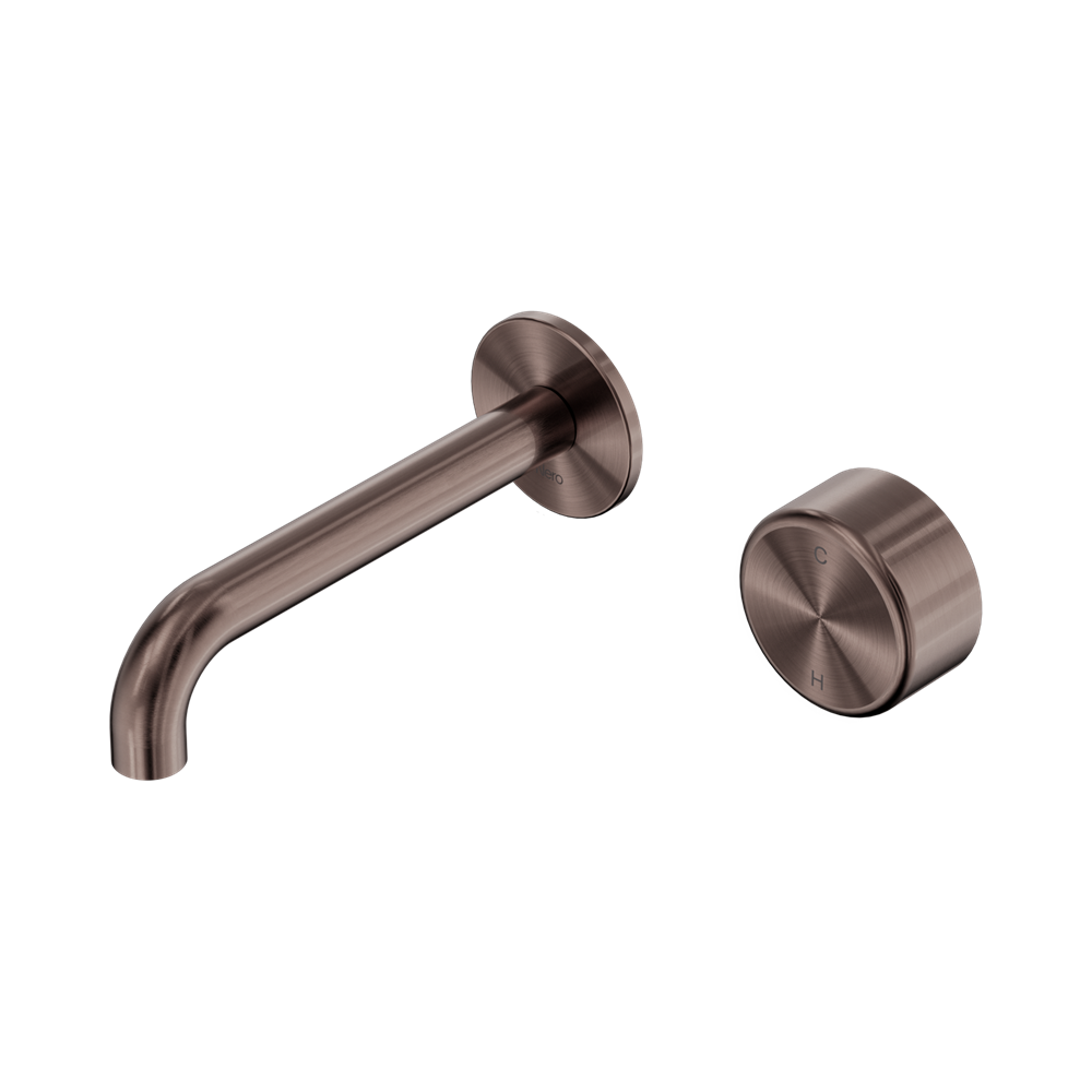 Nero Serenity Progressive Wall Basin Mixer Set 160mm Spout Trim Kit Only Metal Handle Brushed Bronze 24E108BZ