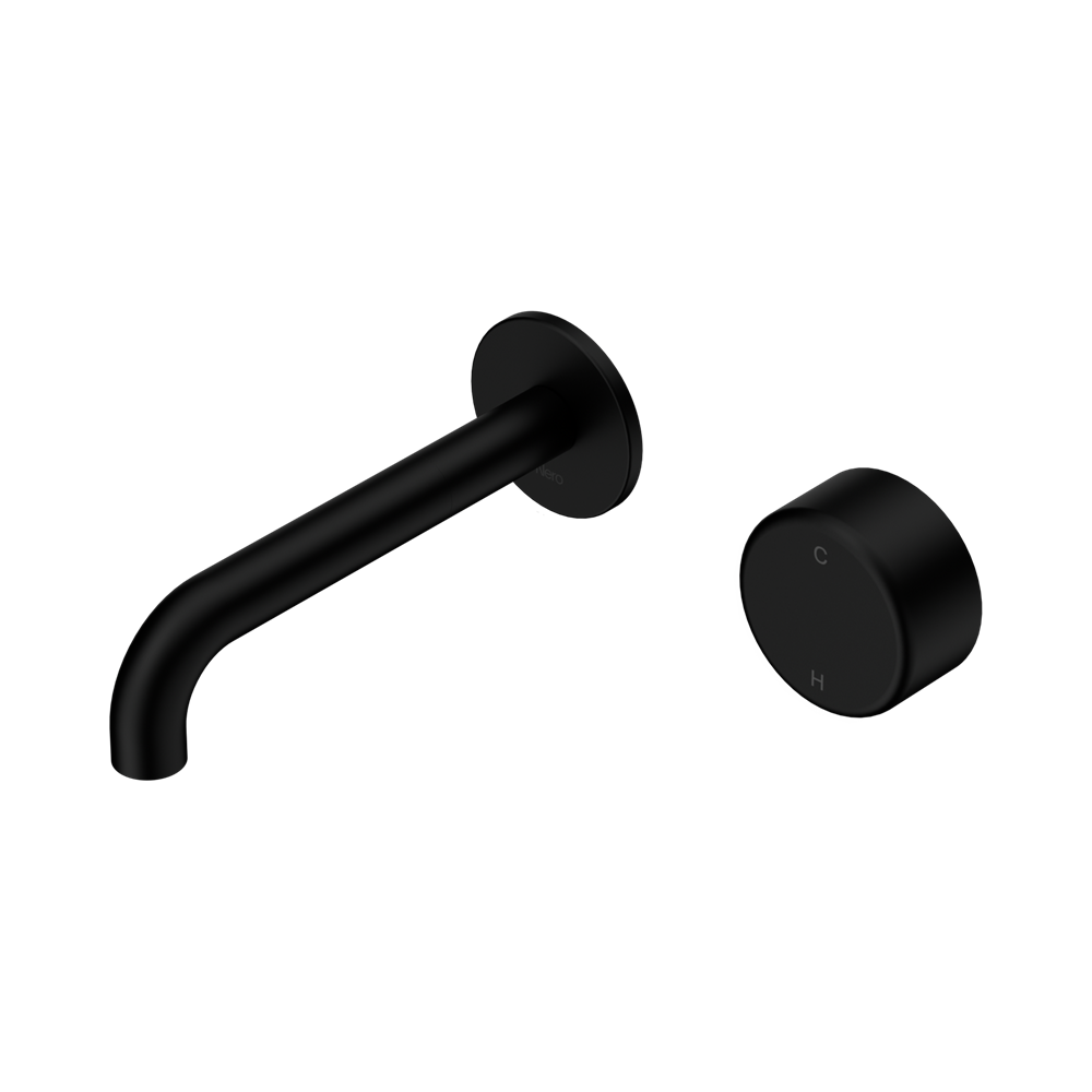 Nero Serenity Progressive Wall Basin Mixer Set 160mm Spout Trim Kit Only Metal Handle Matte Black 24E108MB