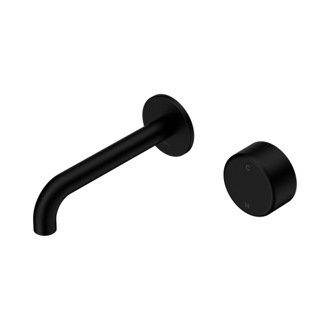 Nero Serenity Progressive Wall Basin Mixer Set 160mm Spout Trim Kit Only Metal Handle Matte Black 24E108MB