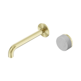 Nero Serenity Progressive Wall Basin Mixer Set 185mm Spout Trim Kit Only Carrara Handle Brushed Gold 24E109BG