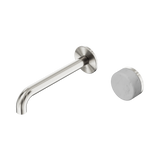 Nero Serenity Progressive Wall Basin Mixer Set 185mm Spout Trim Kit Only Carrara Handle Brushed Nickel 24E109BN