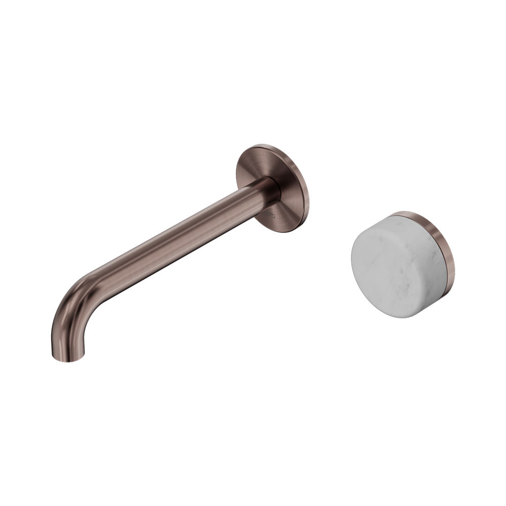 Nero Serenity Progressive Wall Basin Mixer Set 185mm Spout Trim Kit Only Carrara Handle Brushed Bronze 24E109BZ