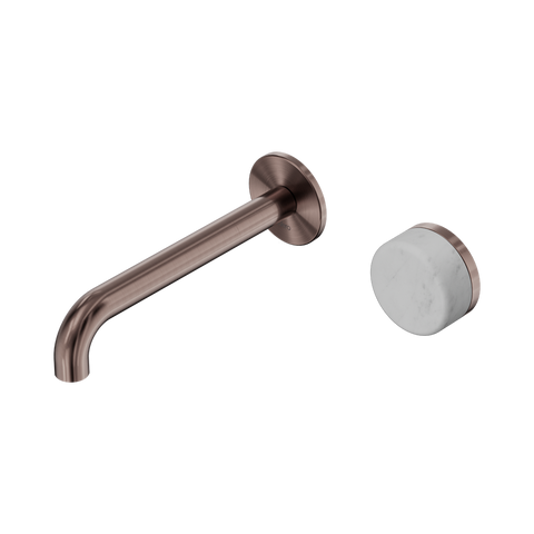 Nero Serenity Progressive Wall Basin Mixer Set 185mm Spout Trim Kit Only Carrara Handle Brushed Bronze 24E109BZ