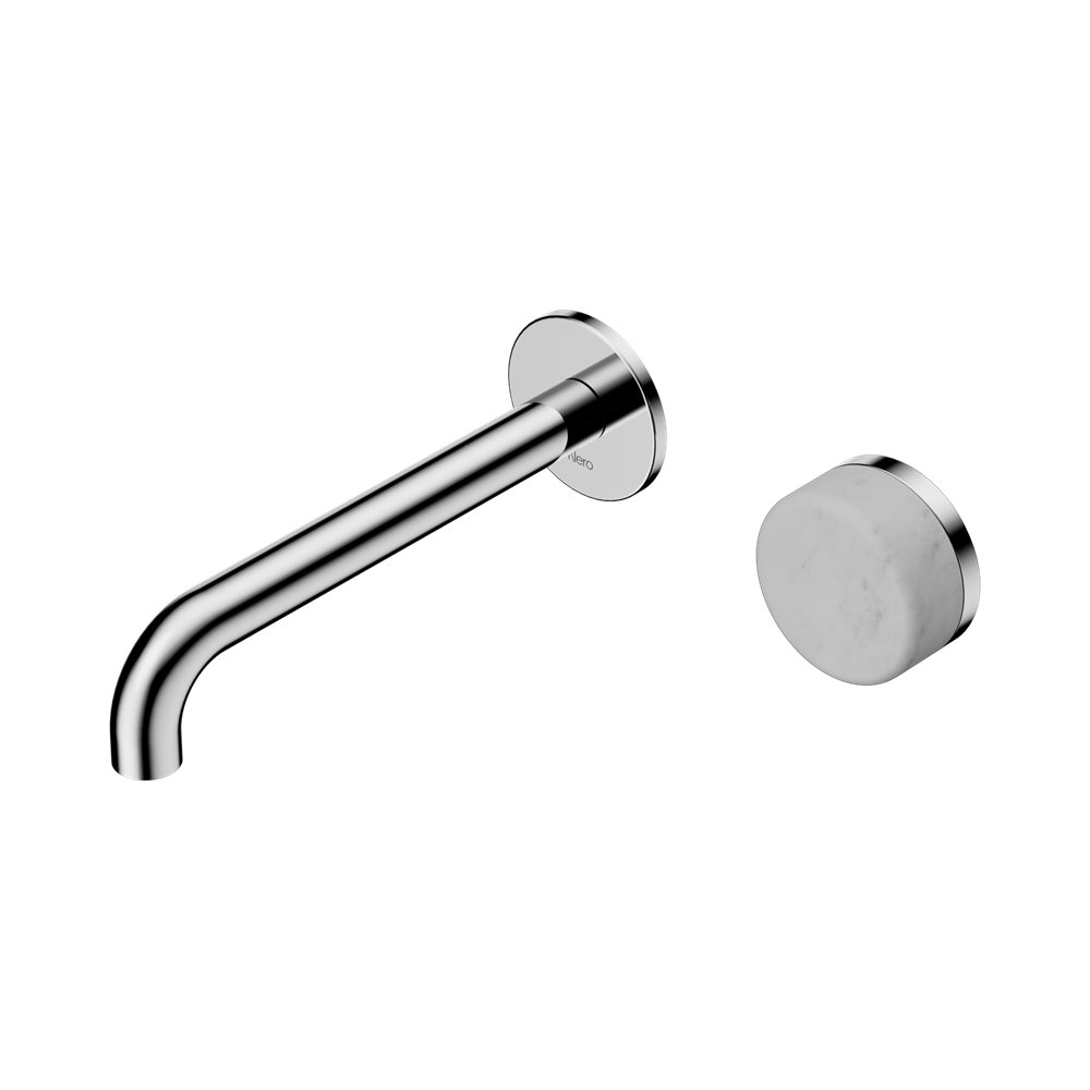 Nero Serenity Progressive Wall Basin Mixer Set 185mm Spout Trim Kit Only Carrara Handle Chrome 24E109CH