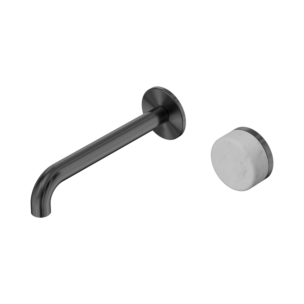 Nero Serenity Progressive Wall Basin Mixer Set 185mm Spout Trim Kit Only Carrara Handle Gunmetal 24E109GM