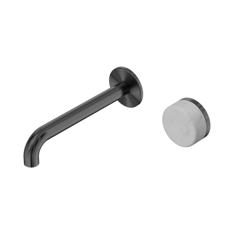 Nero Serenity Progressive Wall Basin Mixer Set 185mm Spout Trim Kit Only Carrara Handle Gunmetal 24E109GM