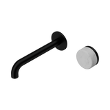 Nero Serenity Progressive Wall Basin Mixer Set 185mm Spout Trim Kit Only Carrara Handle Matte Black 24E109MB