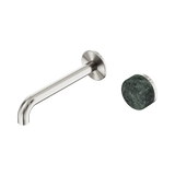 Nero Serenity Progressive Wall Basin Mixer Set 185mm Spout Trim Kit Only Verde Alpi Handle Brushed Nickel 24E110BN