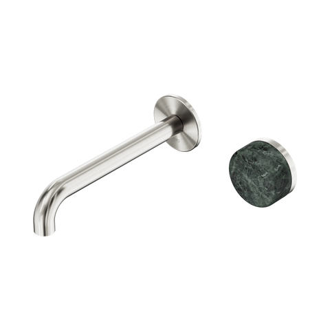 Nero Serenity Progressive Wall Basin Mixer Set 185mm Spout Trim Kit Only Verde Alpi Handle Brushed Nickel 24E110BN