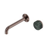 Nero Serenity Progressive Wall Basin Mixer Set 185mm Spout Trim Kit Only Verde Alpi Handle Brushed Bronze 24E110BZ